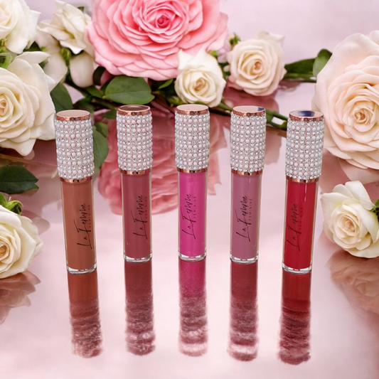 Lipglosses red pink gold brown nude